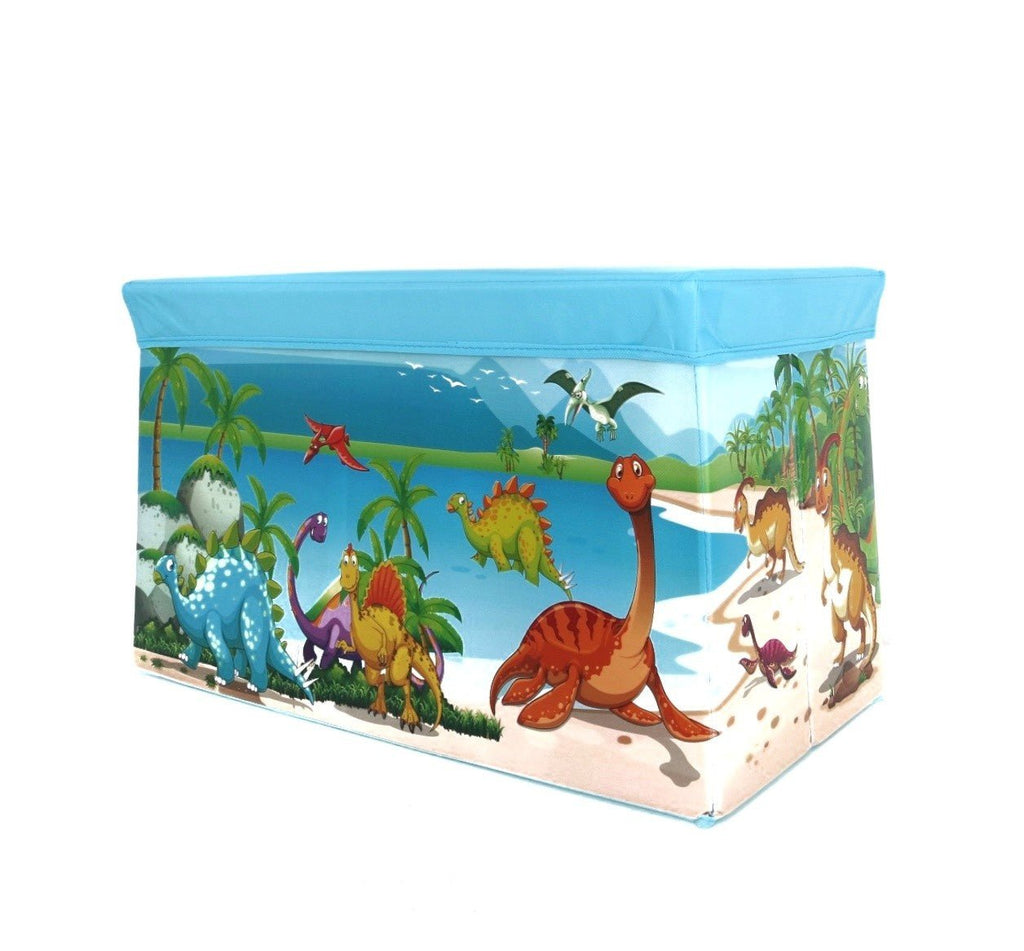 Side view of the Yellow Bee Dino Multi-Functional Folding Storage Box, featuring the dinosaur pattern.