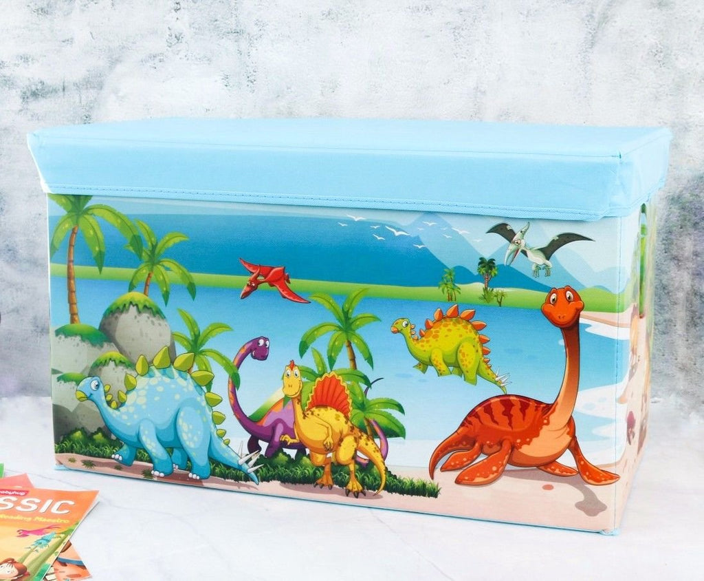 Full view of the Yellow Bee Dino Folding Storage Box, showing its vibrant design and color.