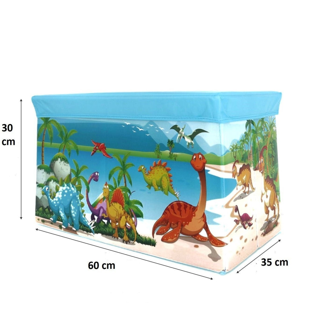 Dimension details of the Yellow Bee Dino Folding Storage Box Organizer.