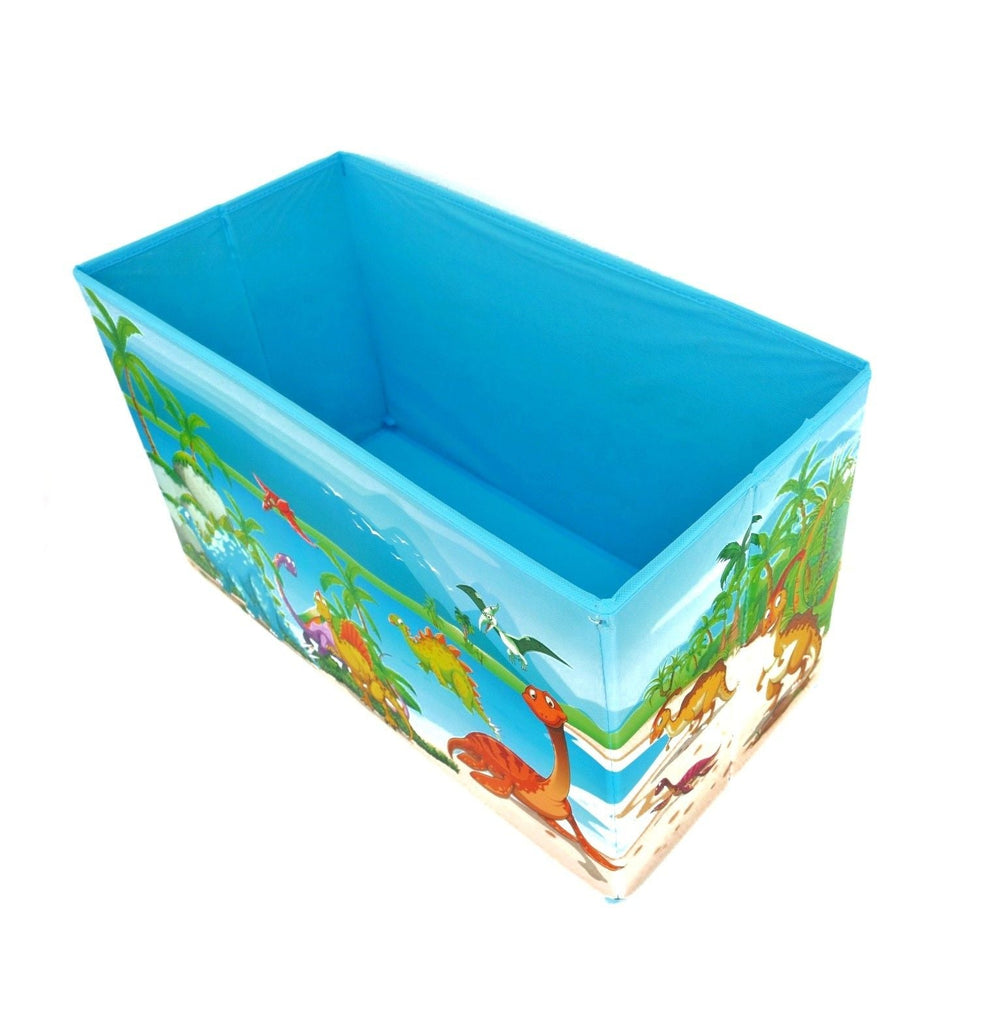Open view of the Yellow Bee Dino Folding Storage Box, highlighting the interior space and storage capability.
