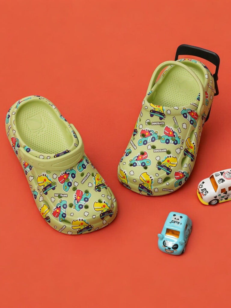 dino-racers-car-print-clogs-for-boys-in-dynamic-green-creative..