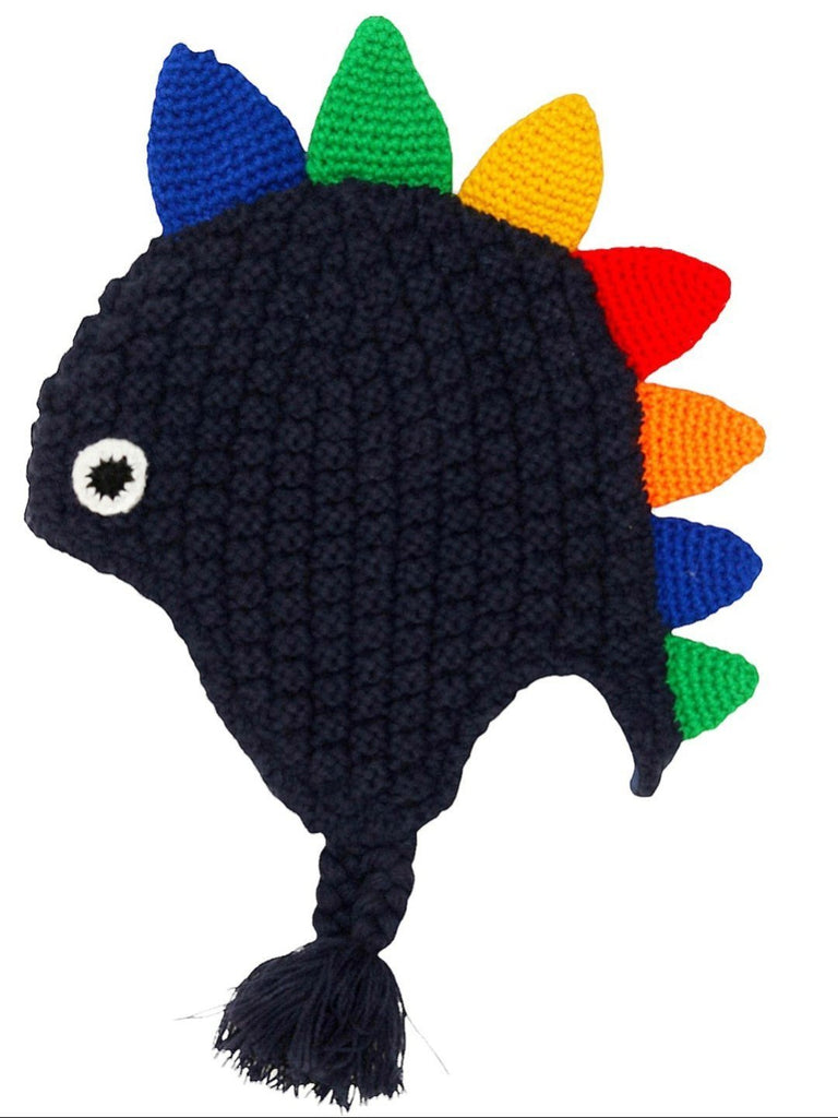 Dinosaur-Themed Winter Hat with Colorful Spikes for Boys- Showing Design