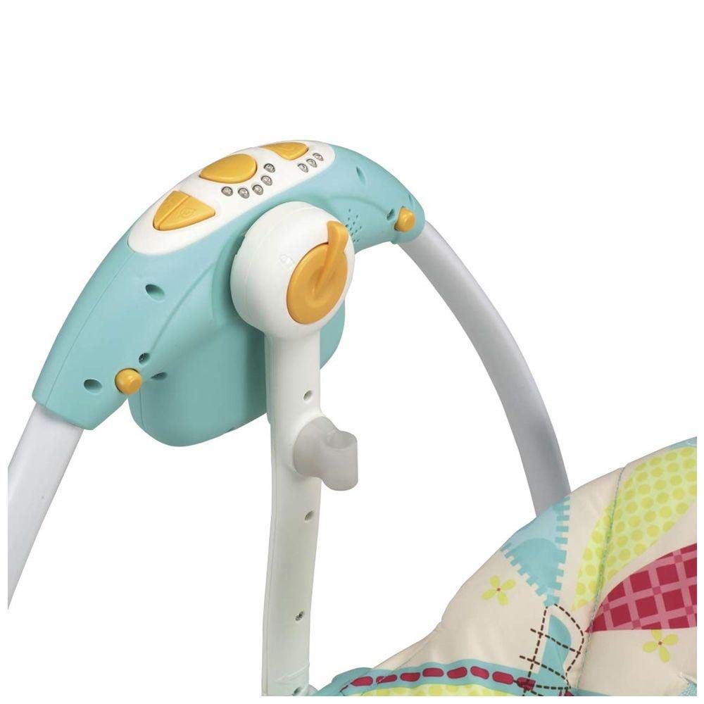 mastela delux portable swing for baby close up view view.