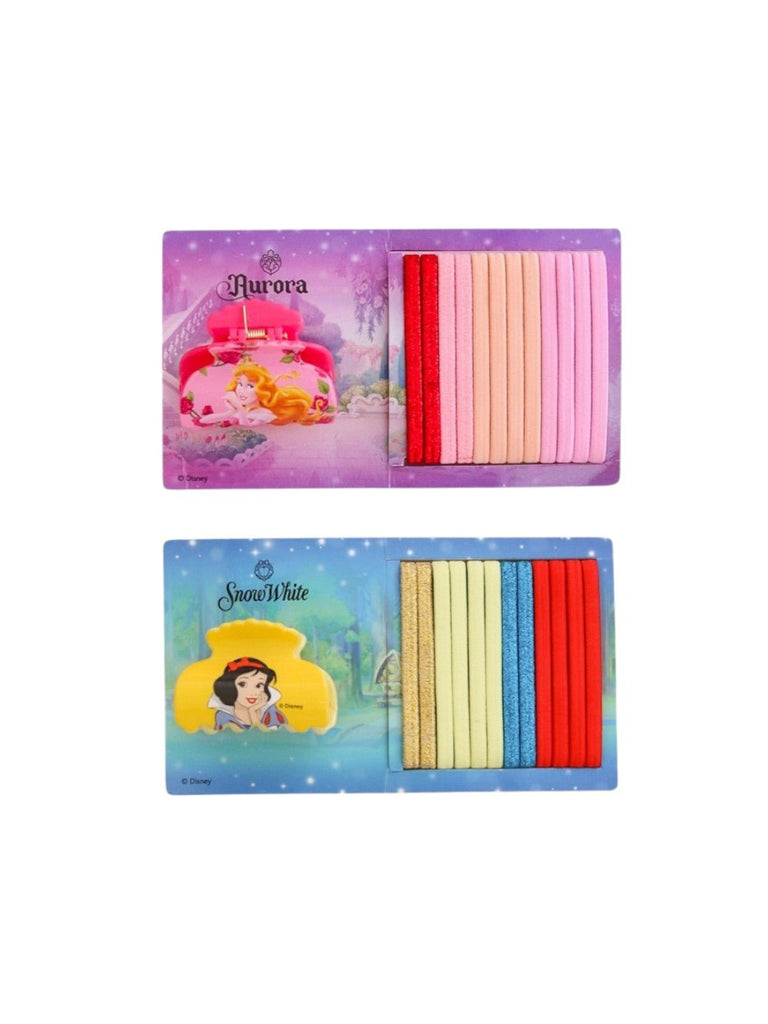 Disney by Yellow Bee Aurora and Snow White Hair Tie Set with Matching Clutcher for Girls- Multi, 26-Piece-Front View