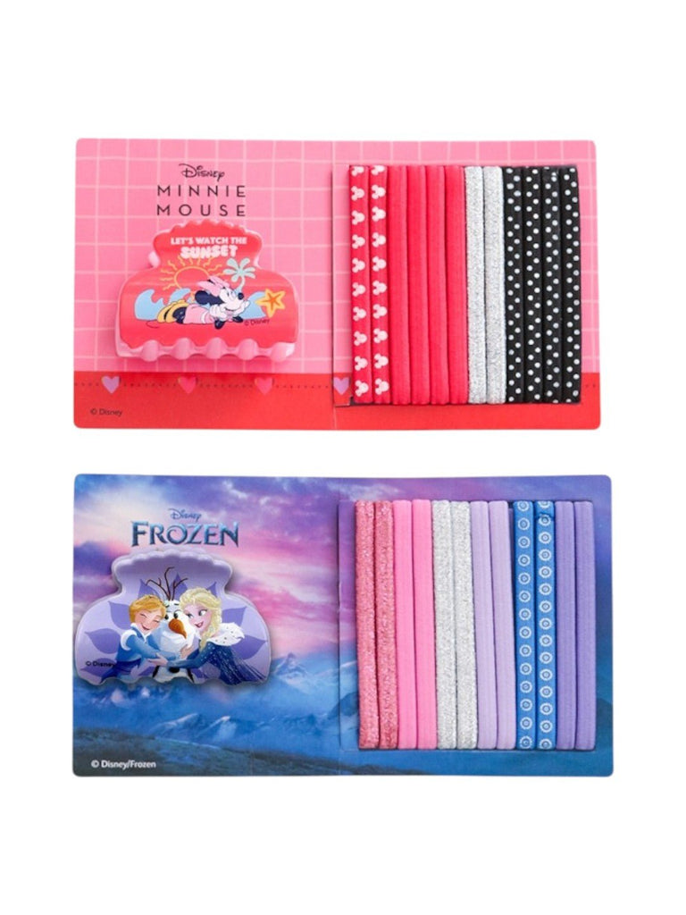 Disney by Yellow Bee Frozen and Minnie Mouse Hair Tie Set with Matching Clutcher for Girls- Multi, 26-Piece-Full View