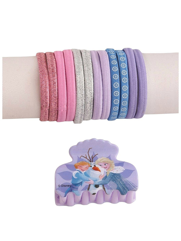 Disney by Yellow Bee Frozen Hair Tie Set with Matching Clutcher for Girls- Multi, 13-Piece-Full View