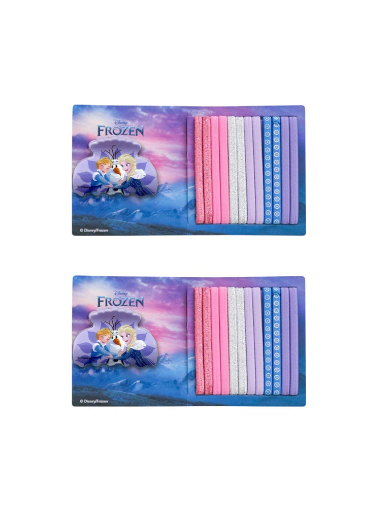 Disney by Yellow Bee Frozen Hair Tie Set with Matching Clutcher for Girls- Purple, Pink & Silver, 26-Piece-Full View