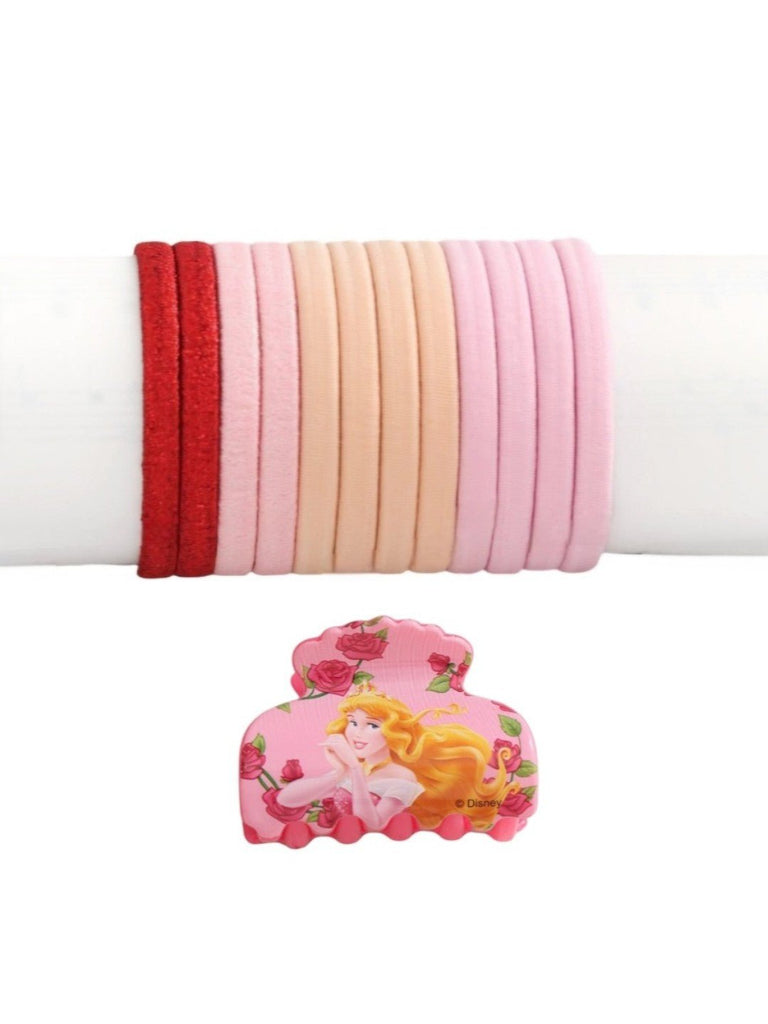 Disney Aurora Hair Tie Set with Matching Clutcher for Girls- Multi, 13-Piece-Full View