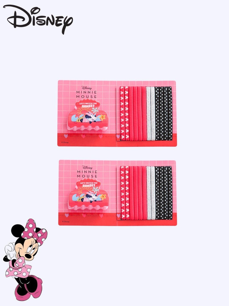 Disney by Yellow Bee Minnie Mouse Hair Tie Set with Matching Clutcher for Girls- Red, Black & White, 26-Piece-Creative View