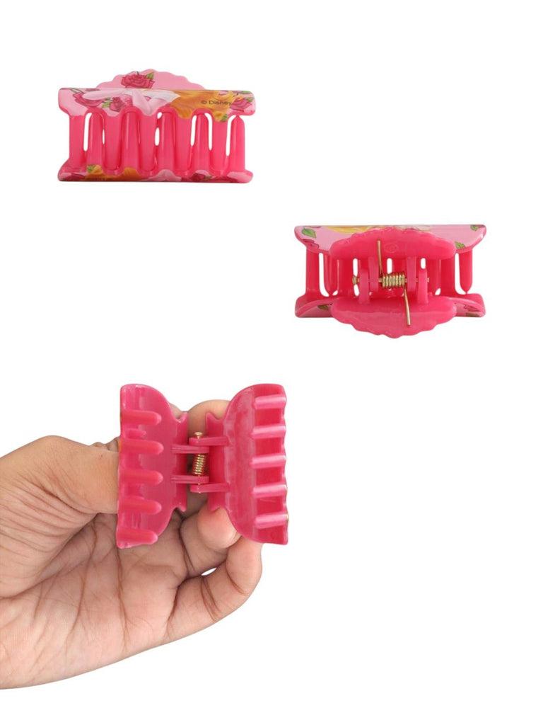 Disney by Yellow Bee Princess Aurora Hair Tie Set with Matching Clutcher for Girls- Pink & Red, 26-Piece-Close up view