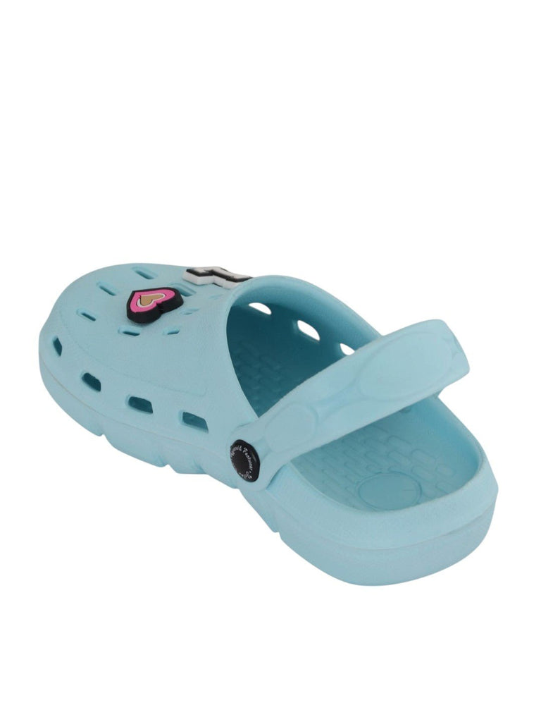 Dreamy Blue Clogs with “LOVE” Letter & Heart Charms for Girls-Back View