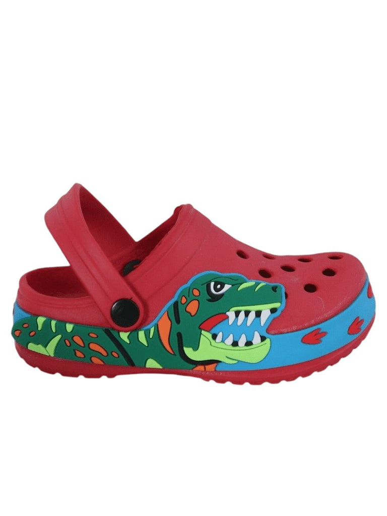 Dynamic Dinosaur Design Red Clog For Boys-Side View