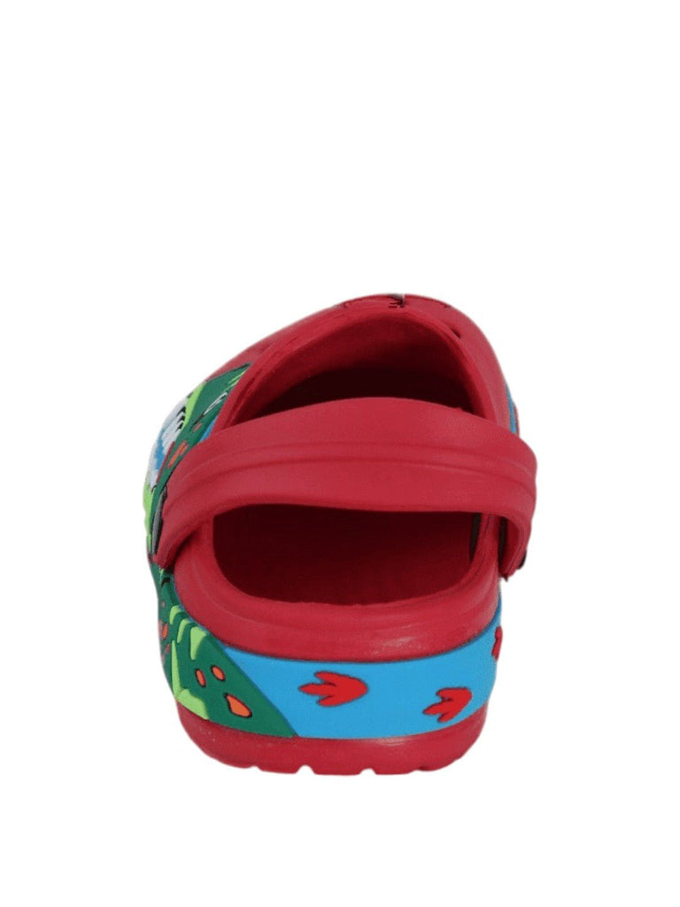 Dynamic Dinosaur Design Red Clog For Boys-Back View