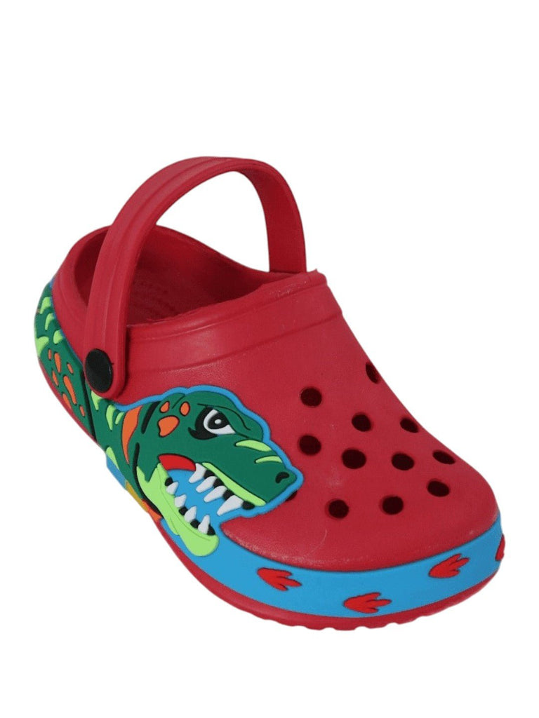 Dynamic Dinosaur Design Red Clog For Boys-Angle View