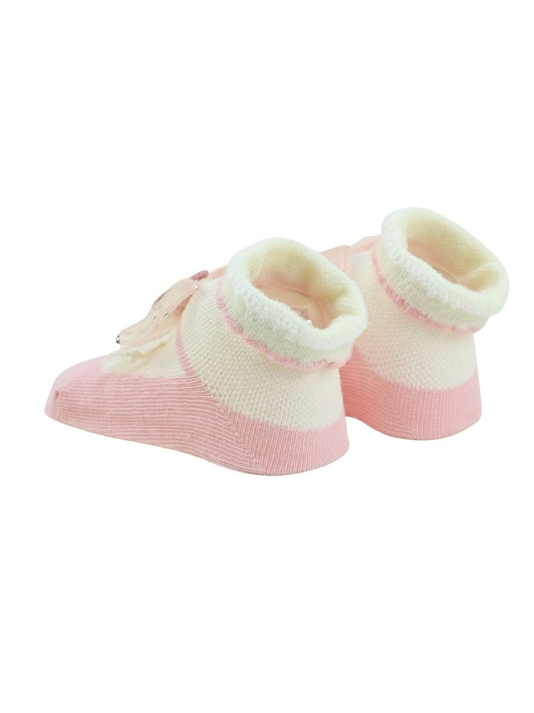 Elegant Baby Cotton Socks with Bow Design For Girls– Pink - Back View