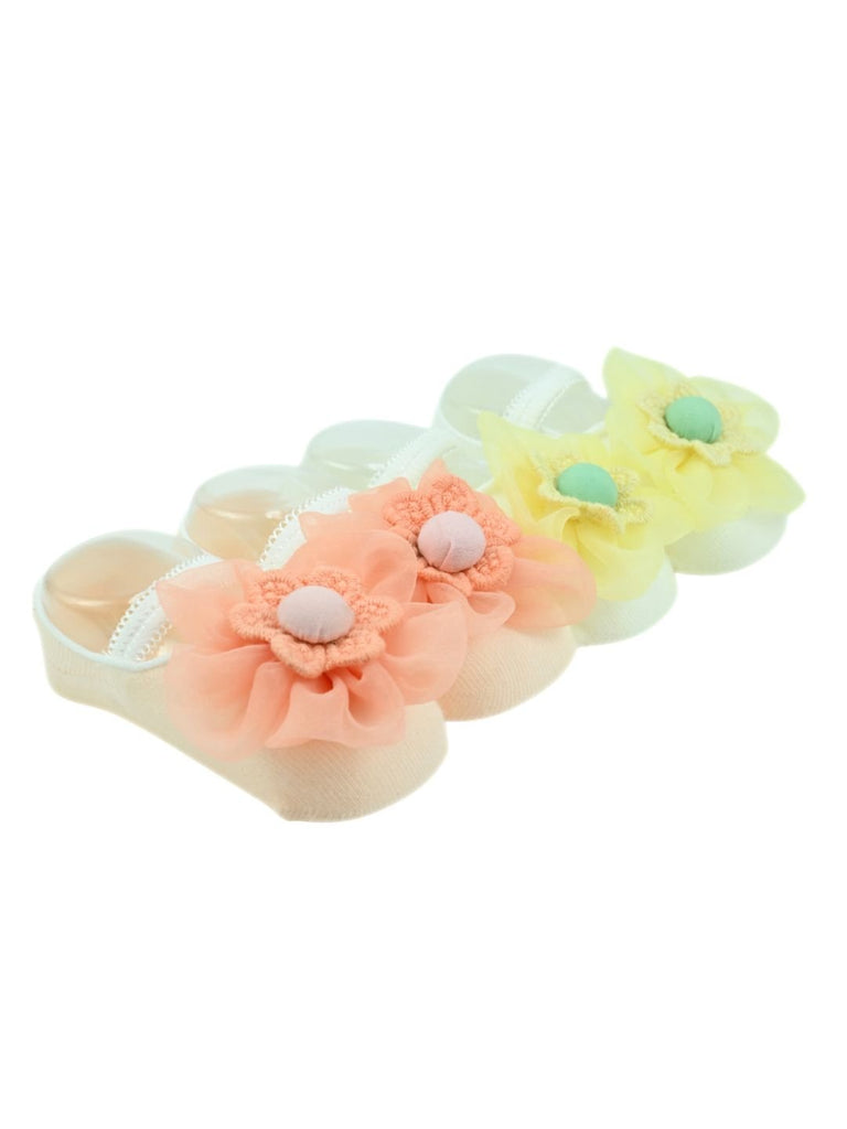 Elegant_Baby_Cotton_Socks_with_Flower_Design_for_Girls_Orange_Yellow_Side Angle View