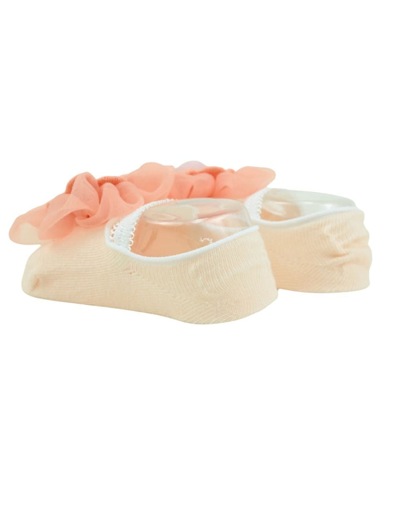 Elegant Baby Socks with Flower Charm for Girls - Orange- Back View