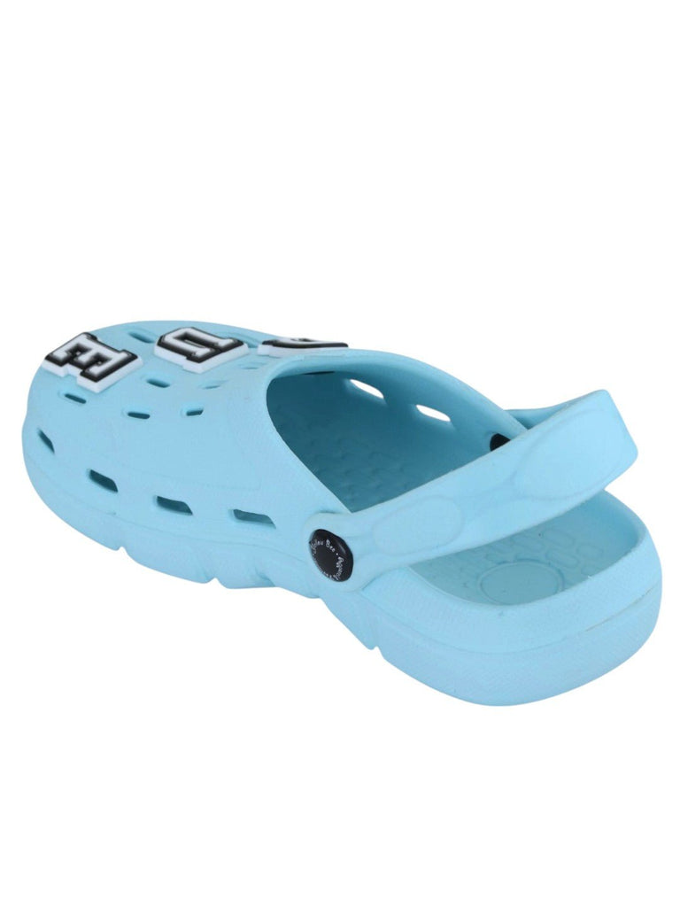 Elegant Blue Clogs with “QUEEN” Letter & Gem Charms for Girls-Back View