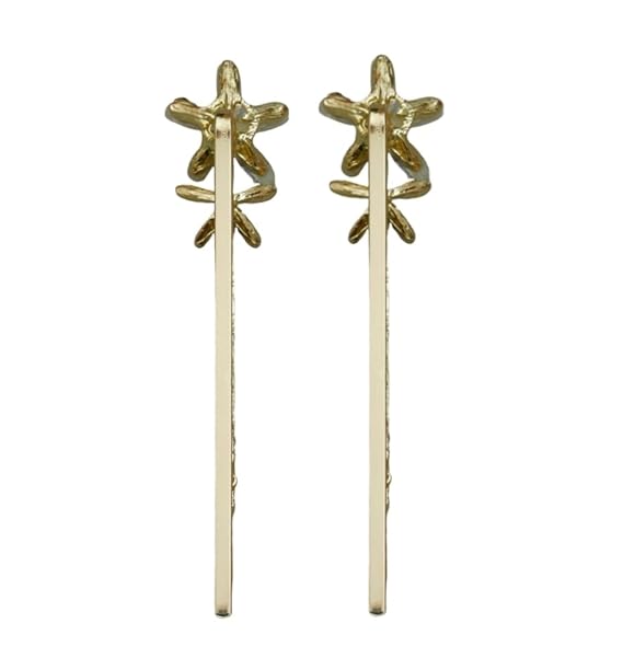 Two golden hair clips from Yellow Bee, each featuring an intricate tulip design studded with sparkling stones, isolated against a white backdrop for a back view.