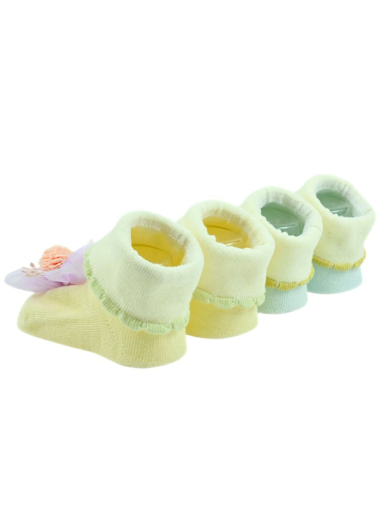 Elegant 3D Flower Design Baby Ankle Socks Combo for Girls – Multi - Back View