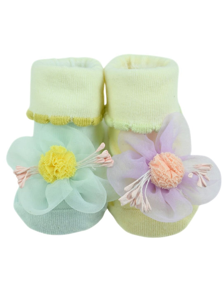 Elegant 3D Flower Design Baby Ankle Socks Combo for Girls – Multi - Single View