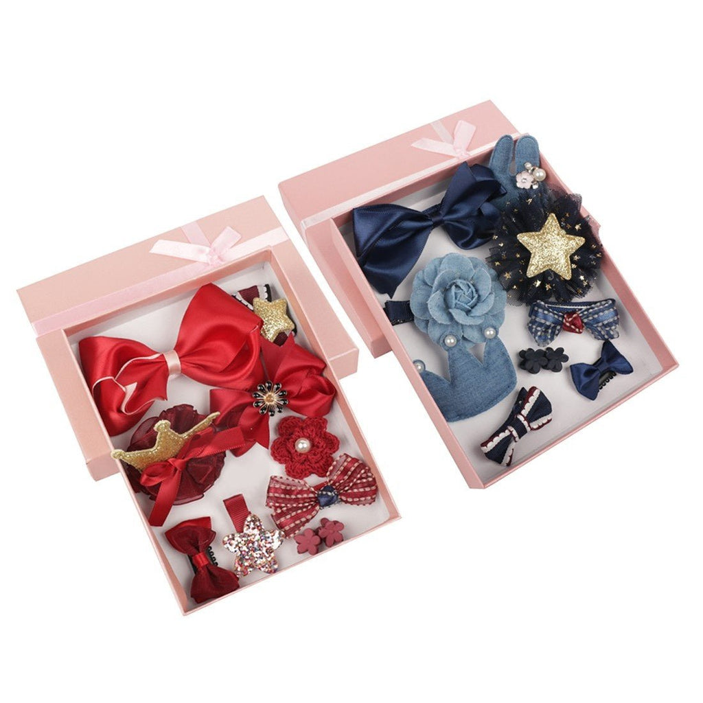 Elegant Combo Box of Red and Blue Hair Clips by Yellow Bee