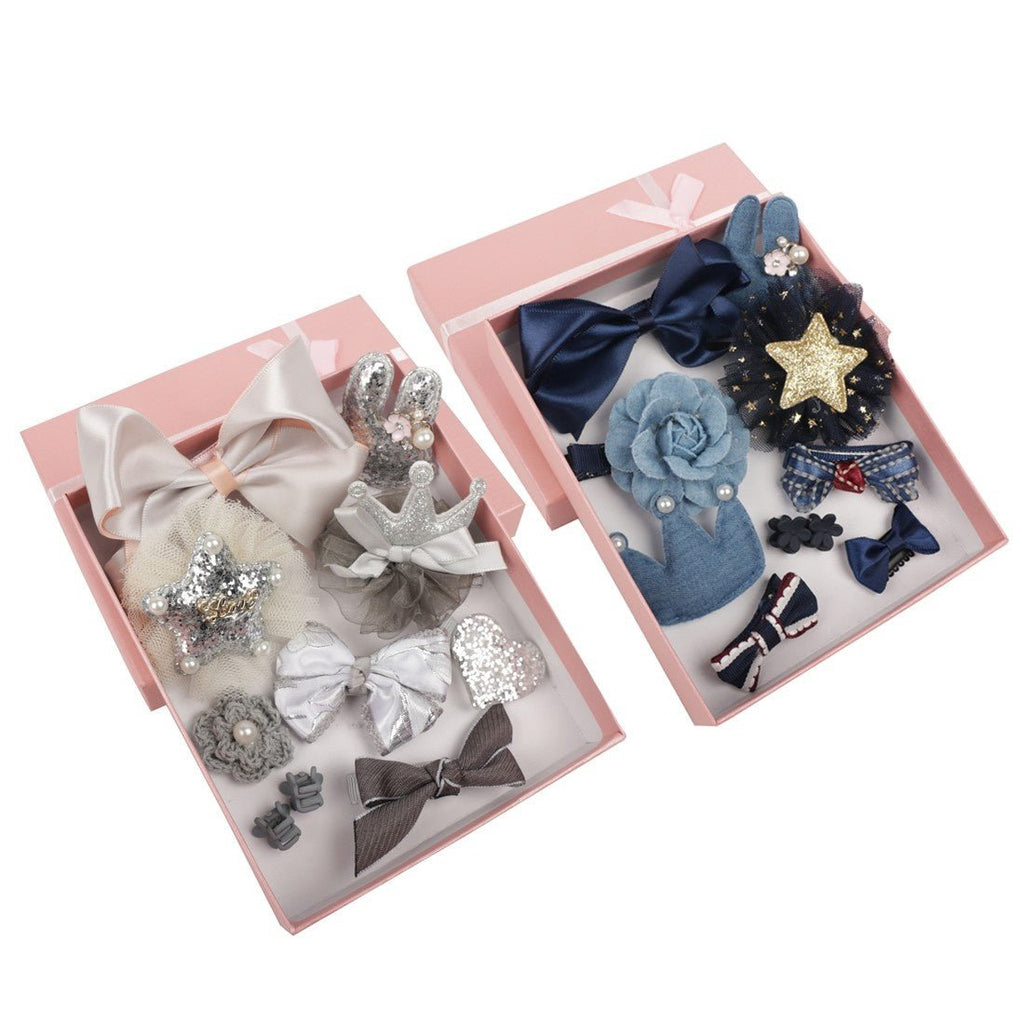 Pack of 2 Yellow Bee Silver & Blue Hair Clips Set for Girls' Styling Needs