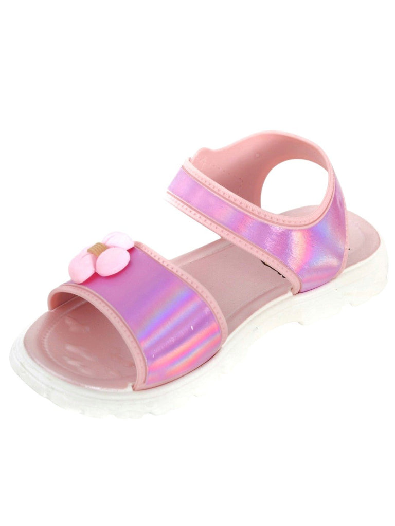 Enchanted Blossom Pink Holographic Flower Sandals-Angle view