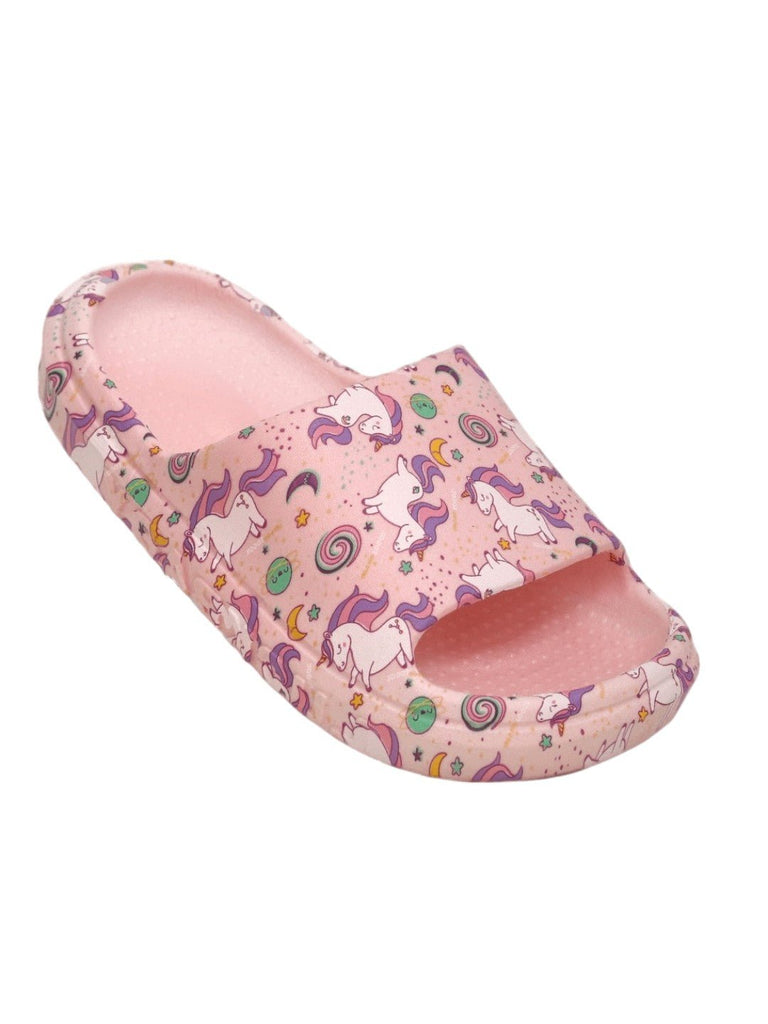 Enchanted Dream Pink Unicorn Slides - Magical Comfort for Your Feet- Angle View