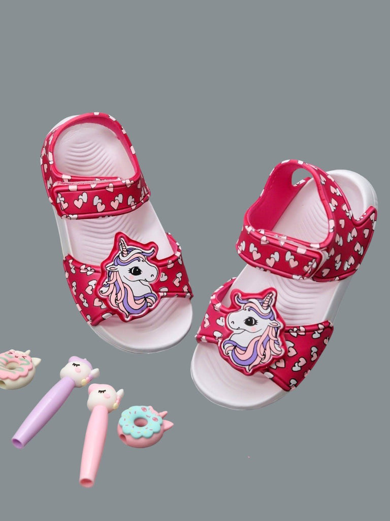 Enchanted Hearts Unicorn Sandals-Creative View