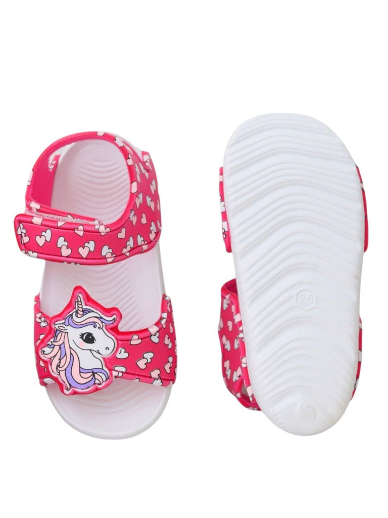 Enchanted Hearts Unicorn Sandals-Front & Back View