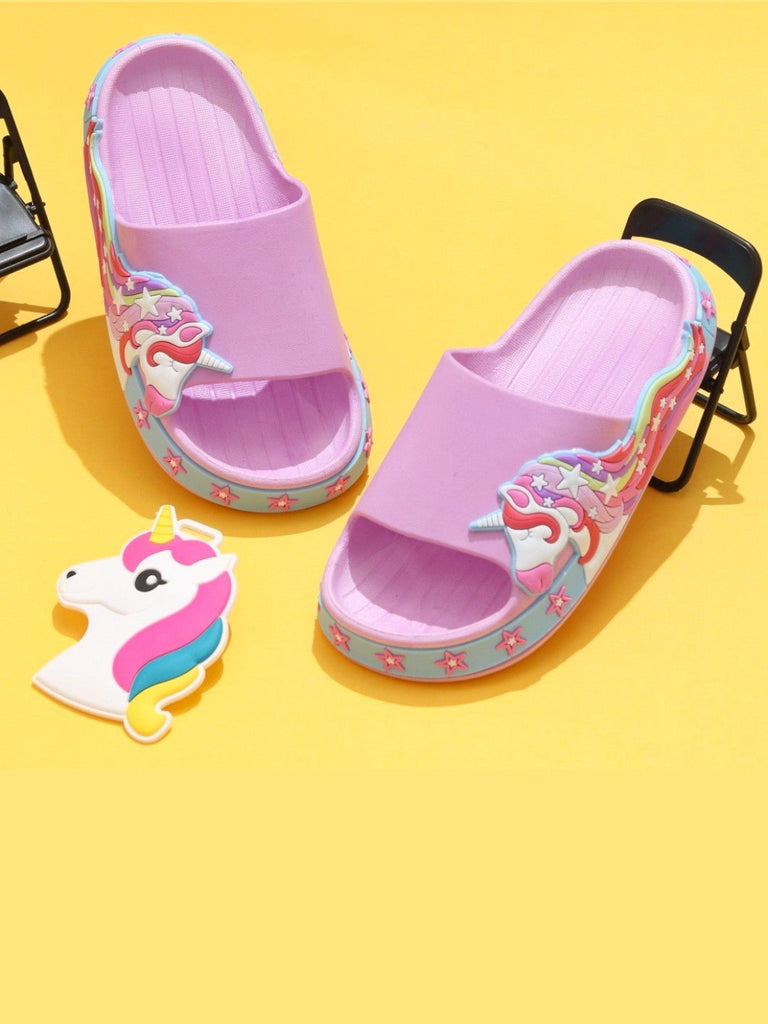 Enchanted Lilac Unicorn Slides - Magical Comfort for Kids-creative view