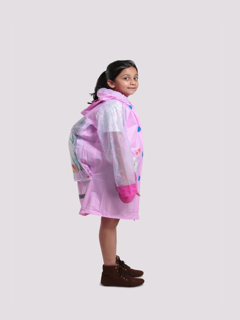 enchanted-llama-pink-raincoat-for-girls-with-cute-ear-details-and-colorful-pockets-Side-View