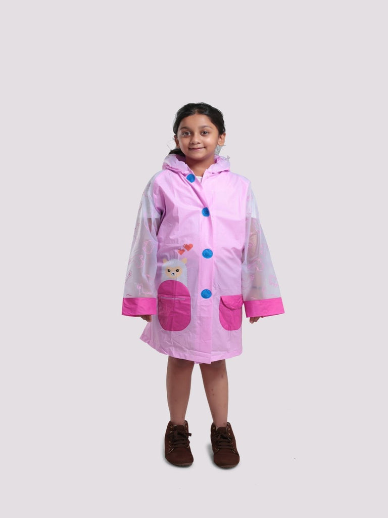 enchanted-llama-pink-raincoat-for-girls-with-cute-ear-details-and-colorful-pockets-Full_View