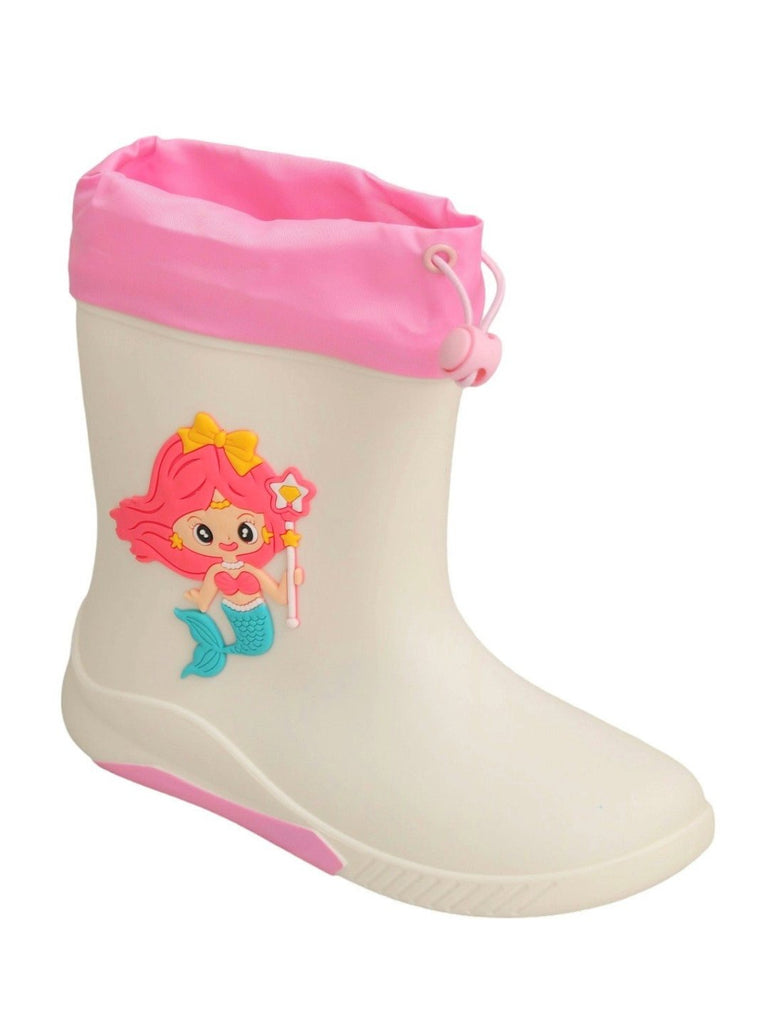 Enchanted Mermaid White Rain Boots For Girls - Angle View