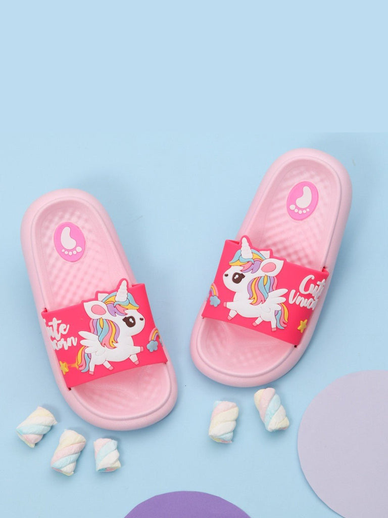 Enchanted Pink Unicorn Rainbow Slides – Magical Comfort for Every Step