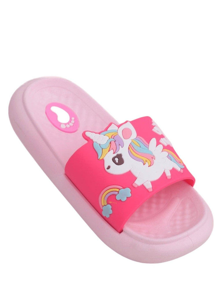 Enchanted Pink Unicorn Rainbow Slides – Magical Comfort for Every Step-Angle View