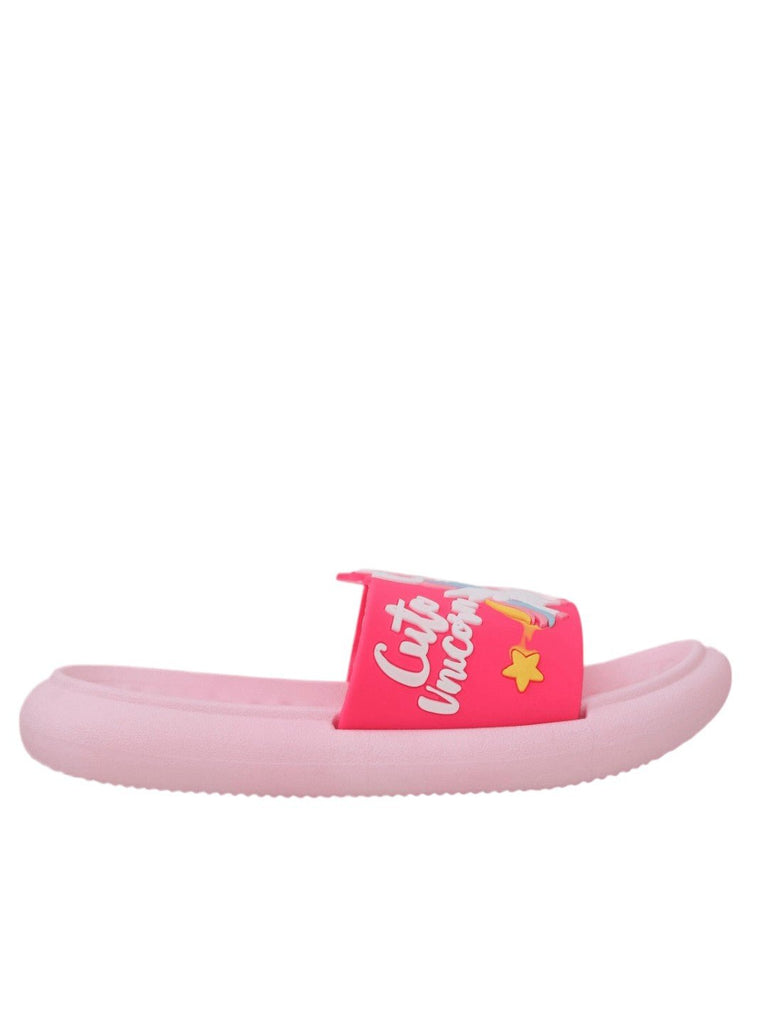 Enchanted Pink Unicorn Rainbow Slides – Magical Comfort for Every Step-Side View