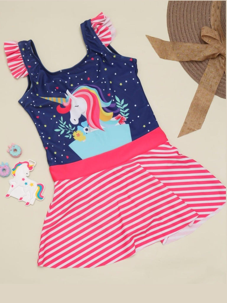 unicorn-ruffle-sleeves-one-piece-swimsuit-for-girls-creative view