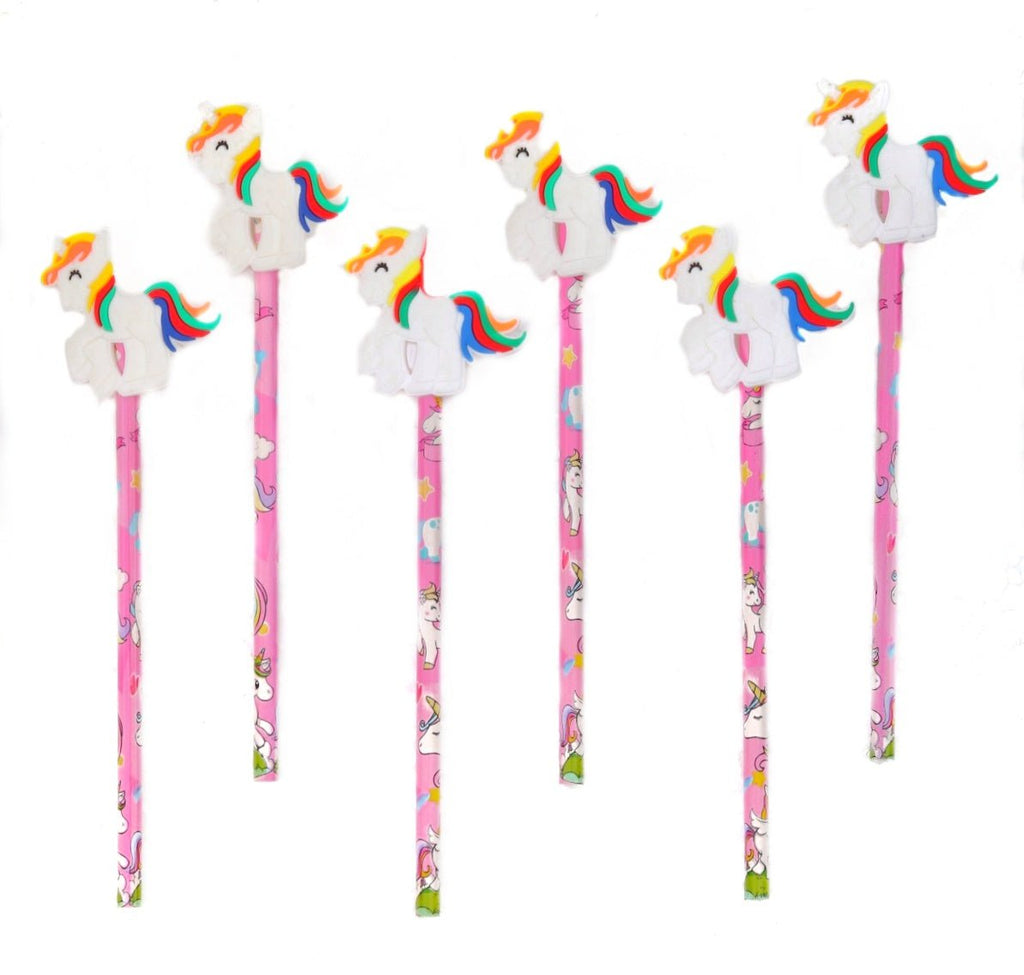  Yellow Bee pencil with a charming unicorn topper, standing out with its bright colors and whimsical design.