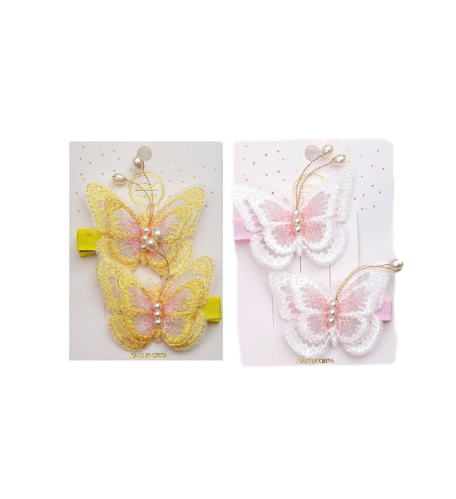 Vibrant Yellow Bee Butterfly Hairclips in Yellow and White, Perfect for Girls' Hairstyles