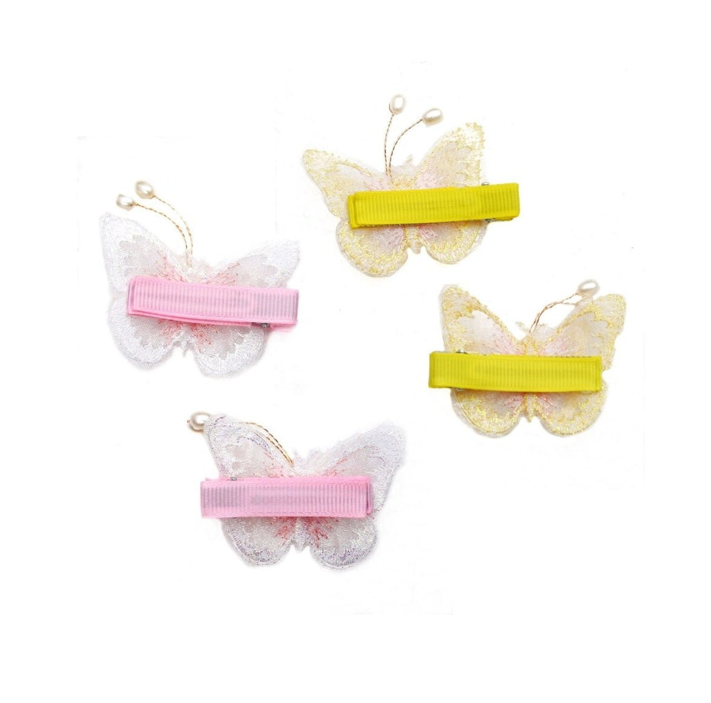 Multi-Color Yellow Bee Butterfly Hairclips in a Pack of Four, Adorable Hair Accessory for Girls