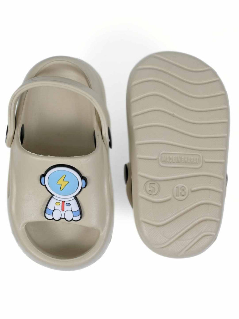 Eye- Catching Galaxy Themed Charm Sandals for Boys – Beige Front & Back View