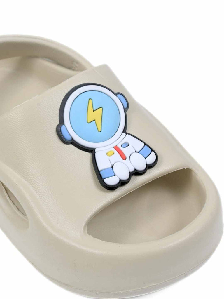 Eye- Catching Galaxy Themed Charm Sandals for Boys – Beige Close Up View