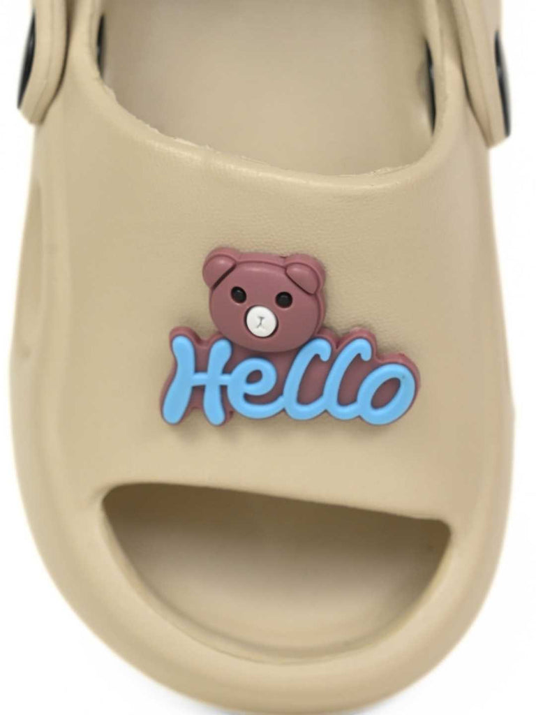 Eye-Catching Hello Bear Charms Sandals for Boys – Beige - Front zoom View