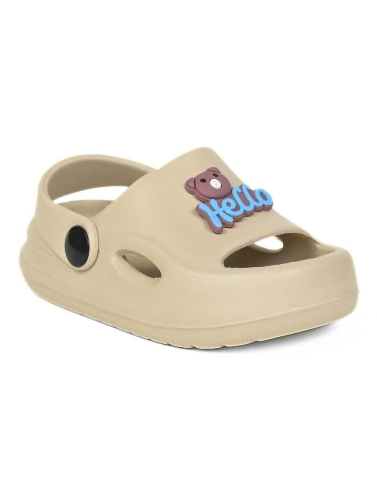 Eye-Catching Hello Bear Charms Sandals for Boys – Beige - Angle View