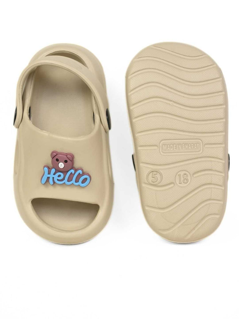 Eye-Catching Hello Bear Charms Sandals for Boys – Beige - Front & Back View