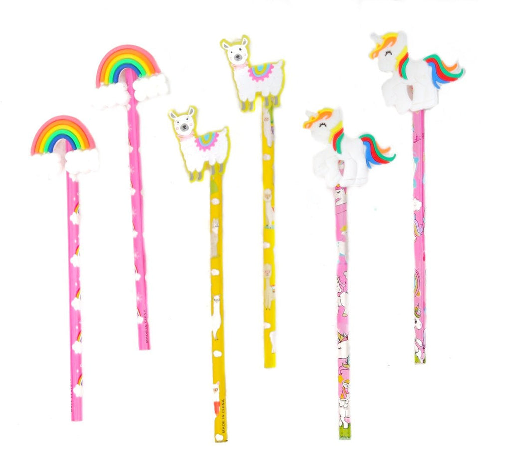 Bright Yellow Bee pencil topped with a cute llama motif, perfect for creative young minds.