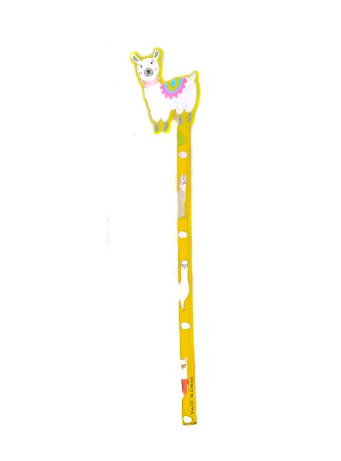  Bright Yellow Bee pencil topped with a cute lama motif, perfect for creative young minds.