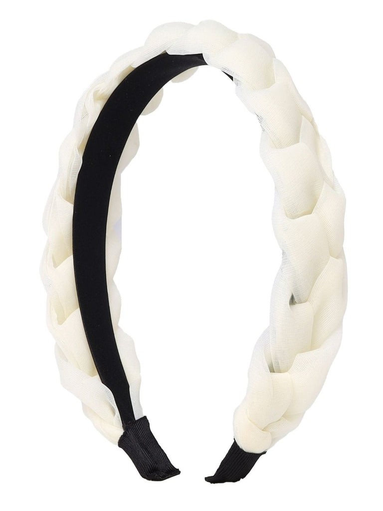 Front view of Yellow Bee fashionable white headband for girls